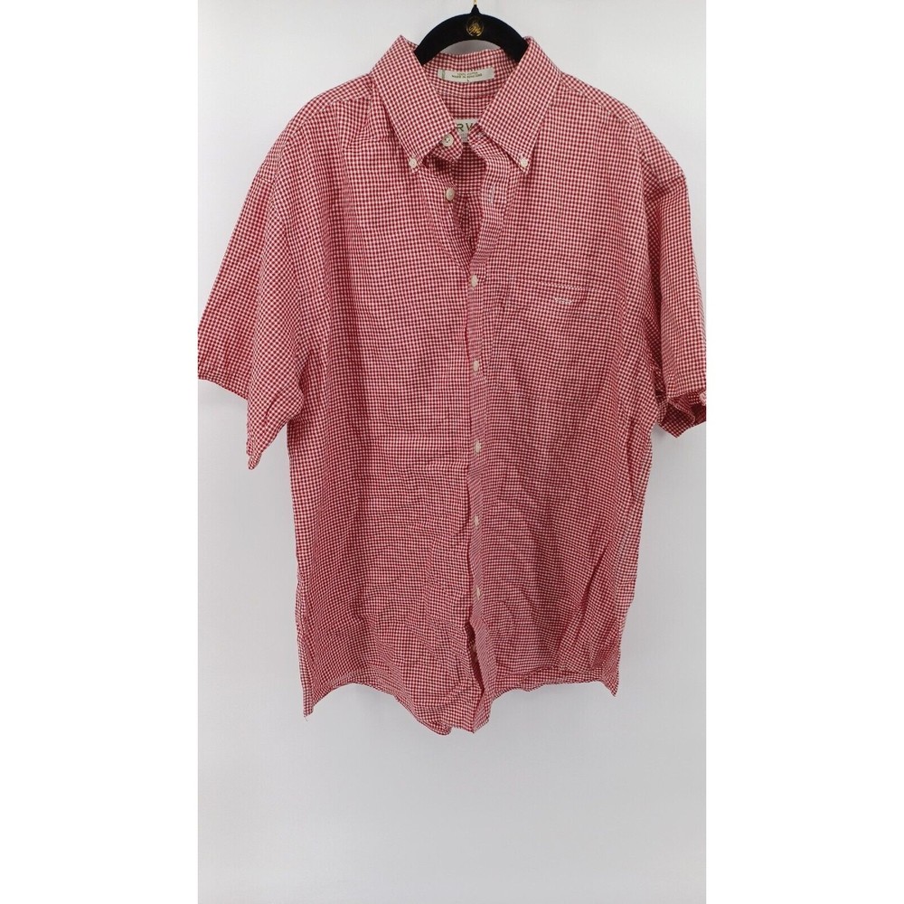 Orvis Men's Shirt  Short sleeve Plaid Size L Red/White Short sleeve 100% Cotton.